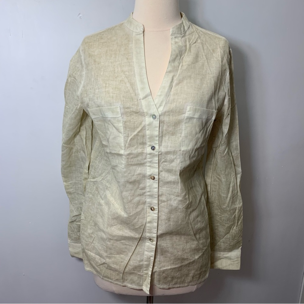 🧚‍♀️ 2 x $25 Bellivera Linen blend pearl buttons shirt size L